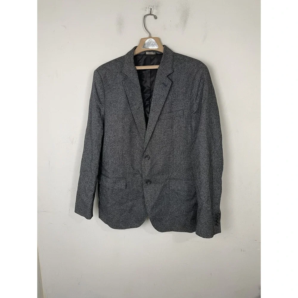 Banana Republic Mens Blazer 46R‎ Gray Tweed Fall Preppy Tailored Slim Fit Jacket